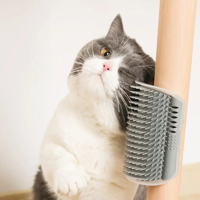 Wall-Mounted Cat Self-Grooming Brush – Corner Massage & Shedding Comb