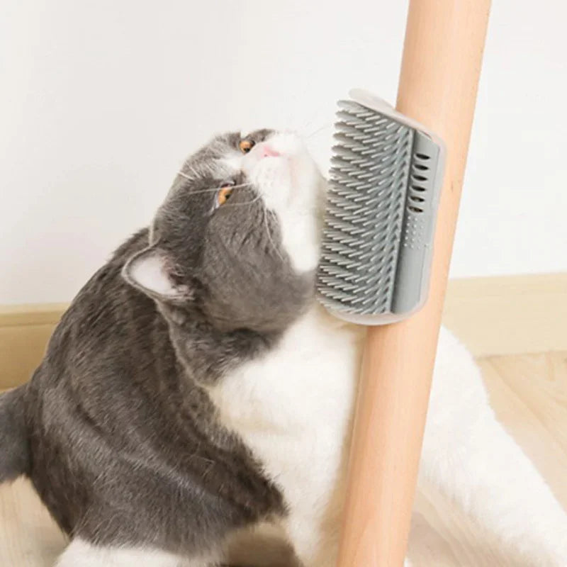 Wall-Mounted Cat Self-Grooming Brush – Corner Massage & Shedding Comb