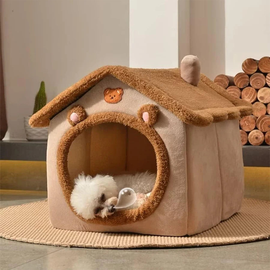 Soft Plush Pet Sofa Bed - Foldable House for Small & Medium Dogs & Cats