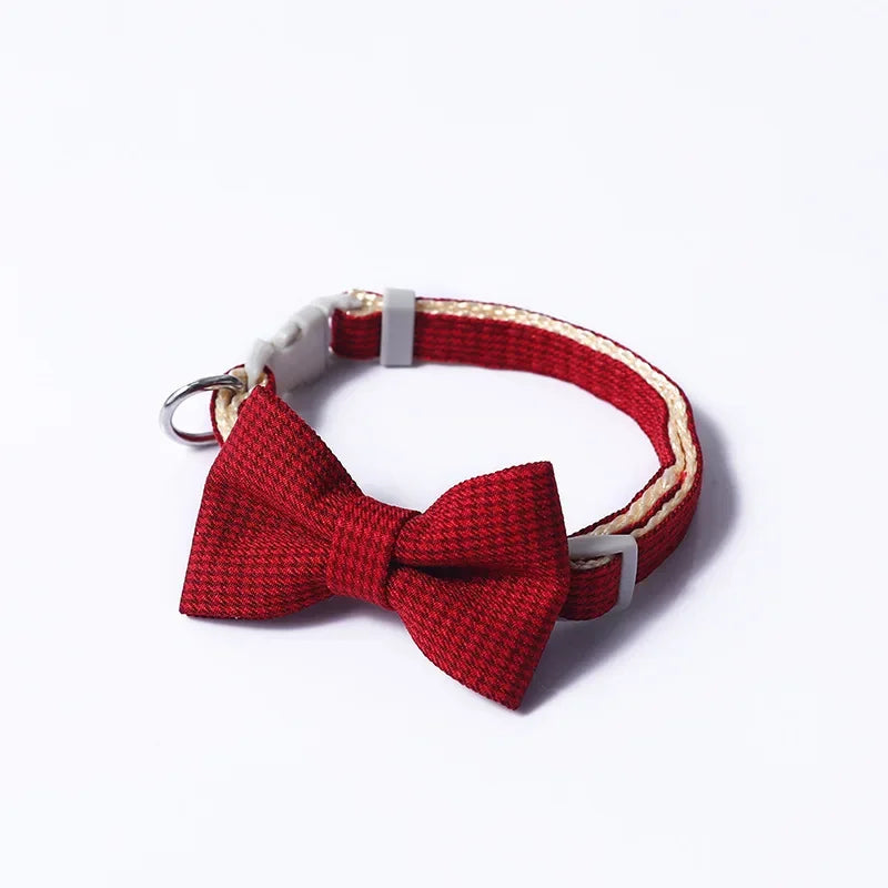 Adjustable Cat Collar with Bow Tie – Stylish & Comfortable Pet Necklace for Cats & Small Dogs