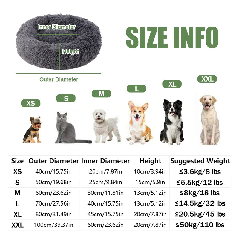 40-100cm Fluffy Pets Dogs Beds Large Round Dog Bed Super Warm Soft Cat House Plush Cat Nest Winter