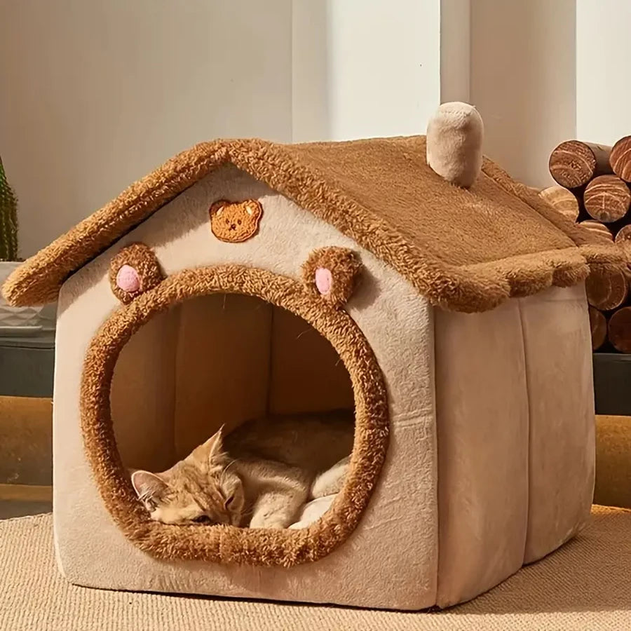 Soft Plush Pet Sofa Bed - Foldable House for Small & Medium Dogs & Cats