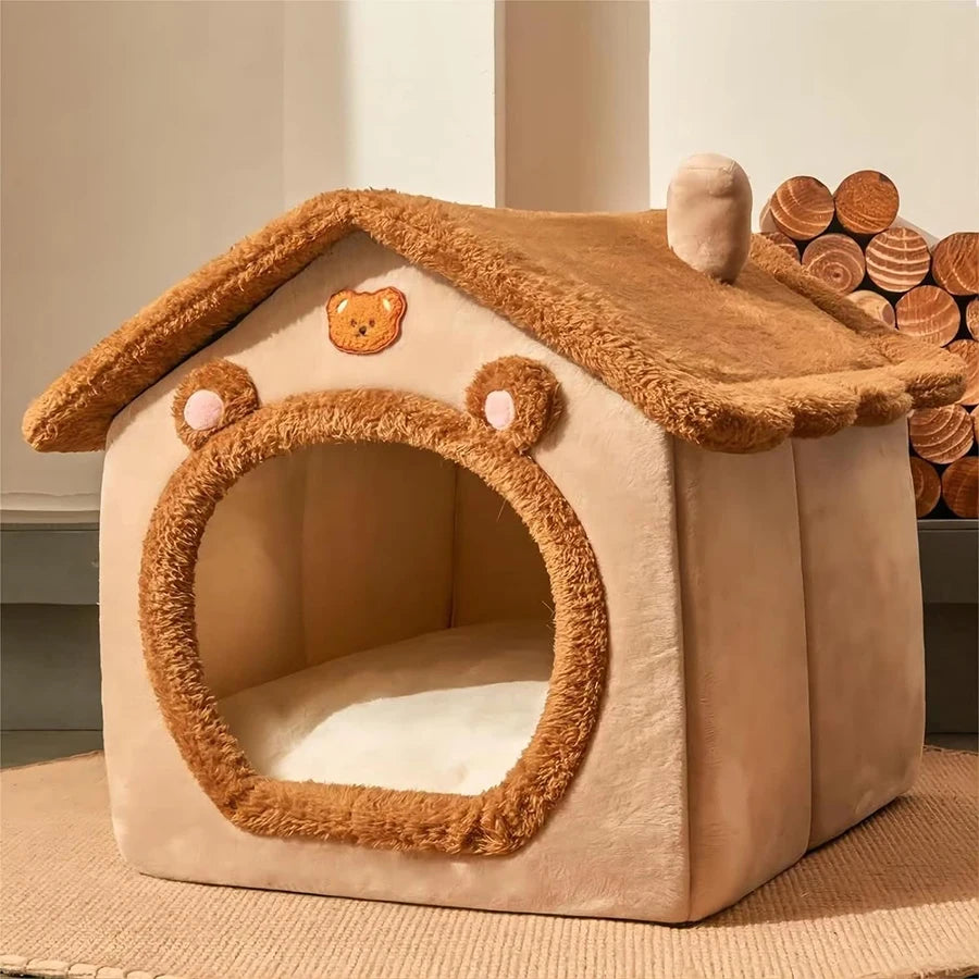 Soft Plush Pet Sofa Bed - Foldable House for Small & Medium Dogs & Cats