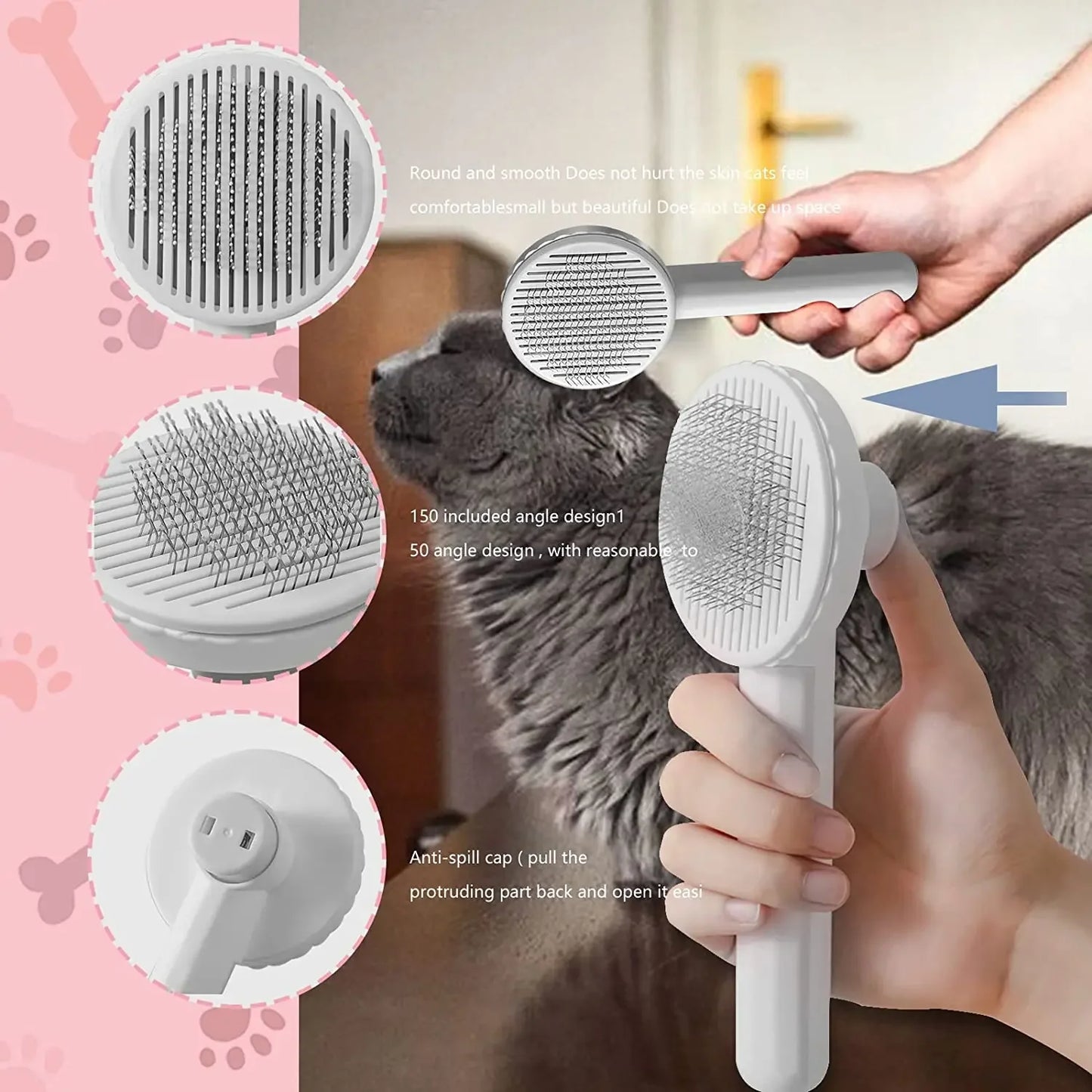 Pet Grooming Brush for Cats & Small Dogs – Hair Removal & Shedding Comb